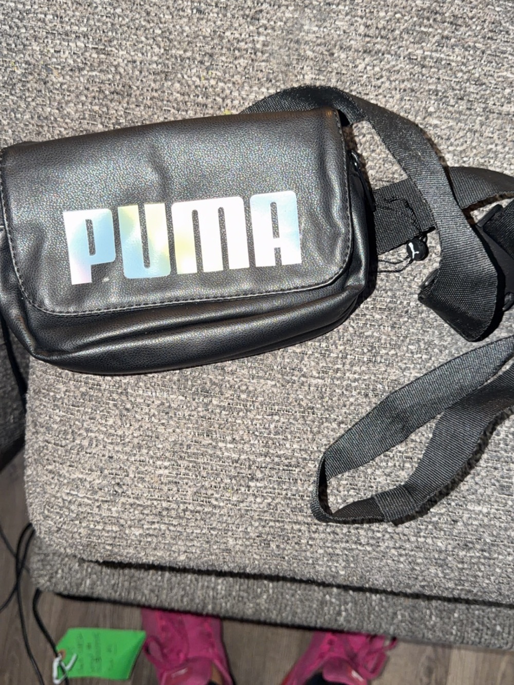 Puma Black Belt Bag with Iridescent Logo